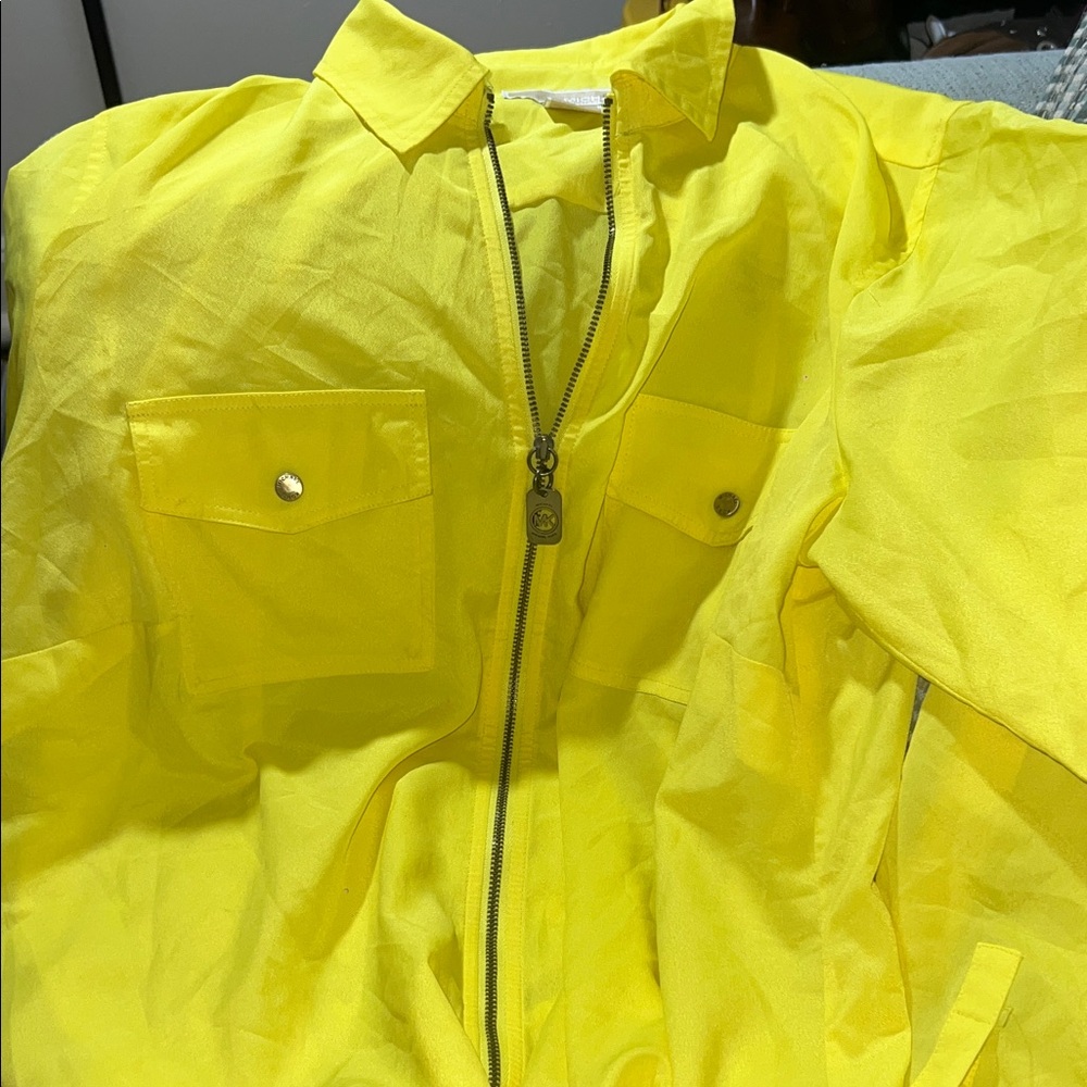 Michael Kors Bright Lemon Zip Jacket with MK Logo Pull